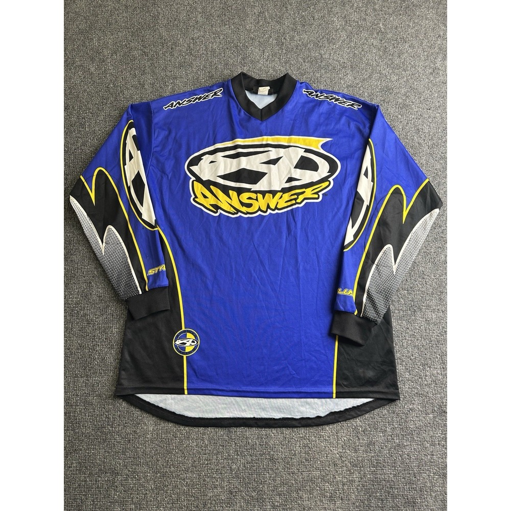 Mens Answer Racing Motocross Jersey Blue Made in USA, Size L